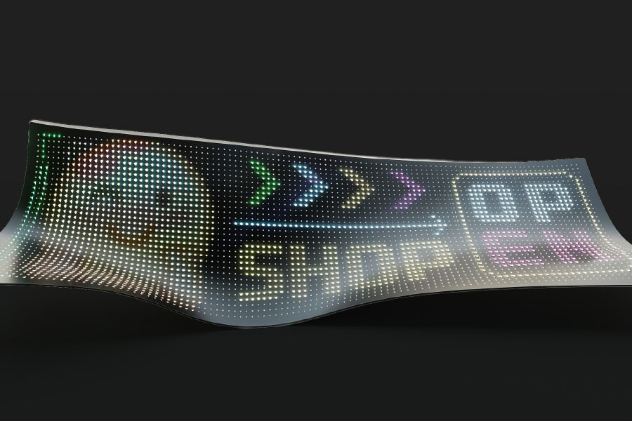 どこでも貼れる、曲がるLED SIGN 電光掲示板